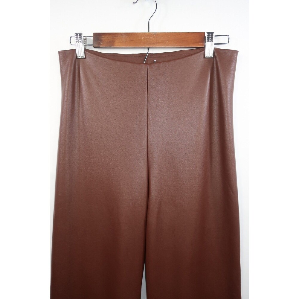 New Skims Brown Faux Leather Wide Leg Leather Pants Size XL Pull On *Imperfect - Picture 6 of 15
